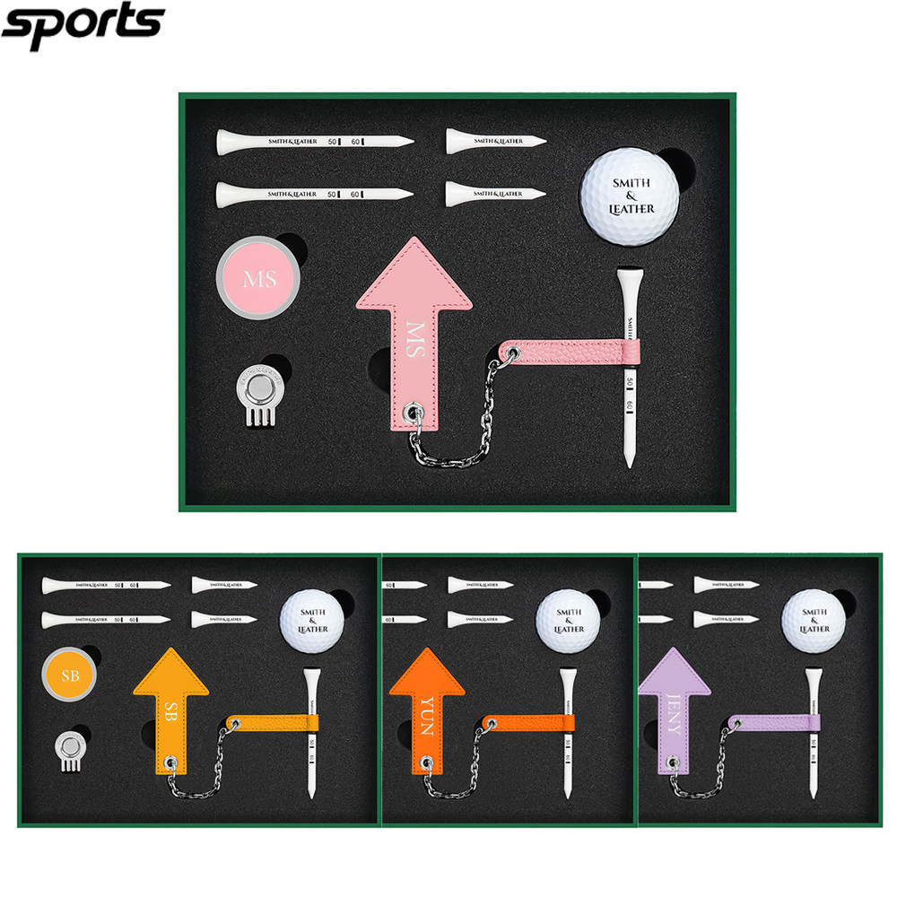 韩国代购SMITH LEATHER高尔夫配饰定制皮革金属挂件球TEE马克套组