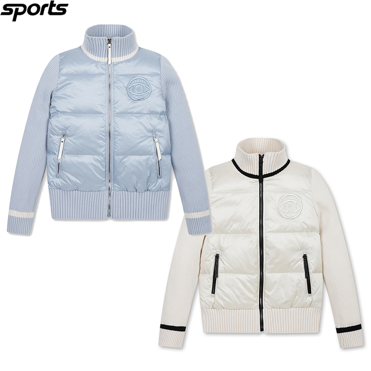 韩国代购CRAIG KARL高尔夫25冬亮面鹅绒抗寒拼接针织运动羽绒服女