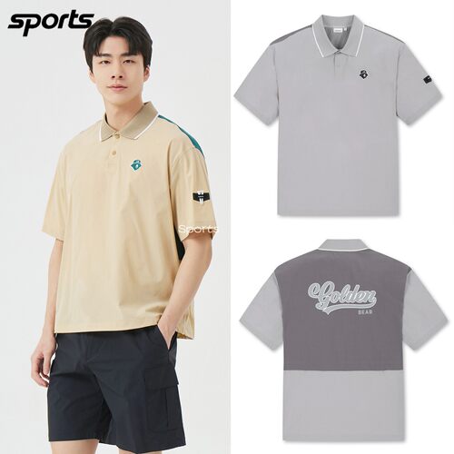 韩国代购golden bear高尔夫球服26春夏男士拼色休闲Polo领短袖T恤