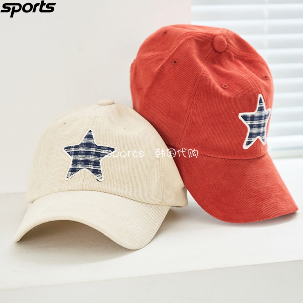 韩国代购LeNIC高尔夫26秋户外简约灯芯绒星星刺绣运动棒球帽女