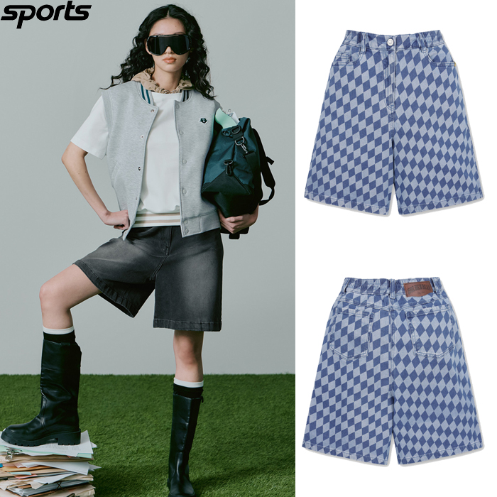 韩国代购GOLDEN BEAR高尔夫球裤25早春女子GOLF牛仔宽松半身短裤