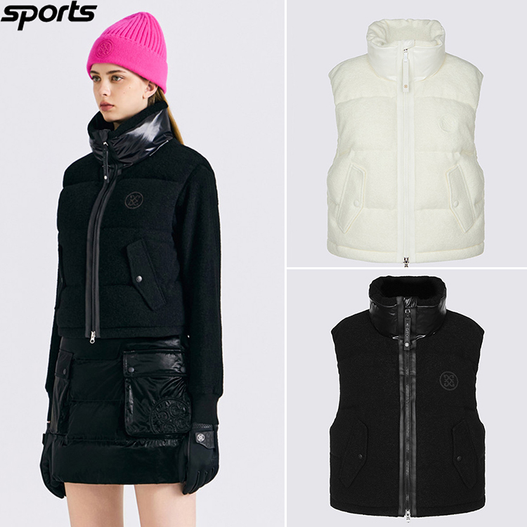 韩国代购GFORE高尔夫25年冬加厚抓绒立领鹅绒户外羽绒马甲外套女