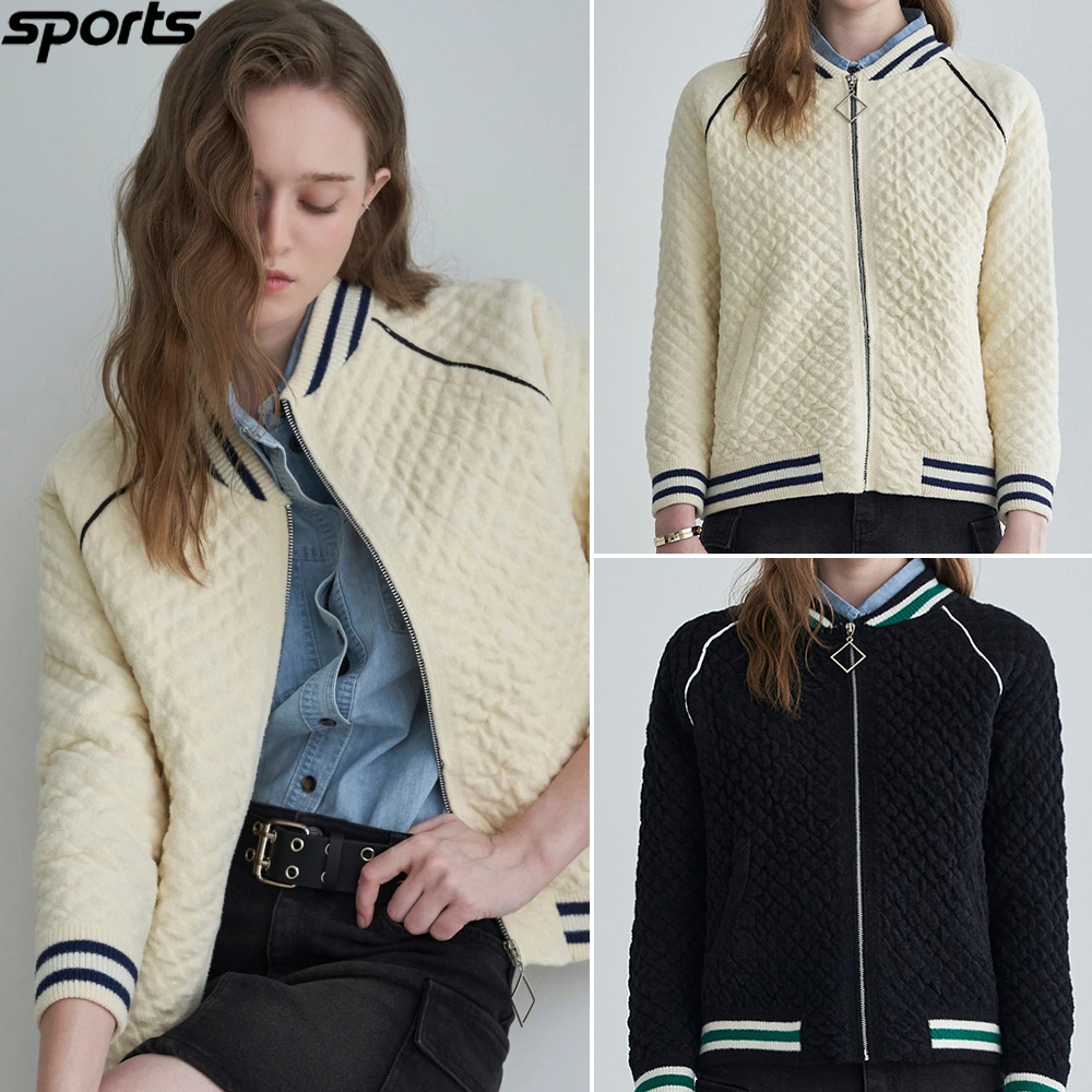 韩国代购LeNIC高尔夫穿搭25年秋冬户外宽松休闲菱形格针织夹克女