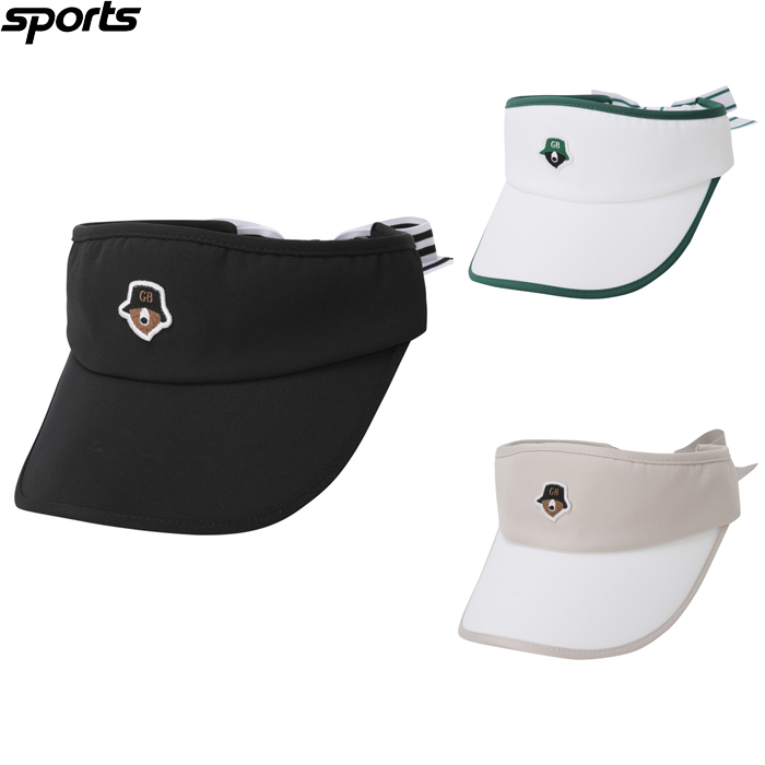 韩国代购GOLDEN BEAR高尔夫配饰25春夏女标志拼色可拆丝带无顶帽