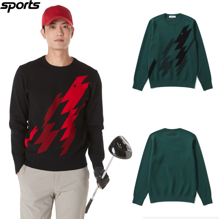 韩国代购Le coq公鸡高尔夫球服24秋冬男子GOLF图案圆领套头针织衫