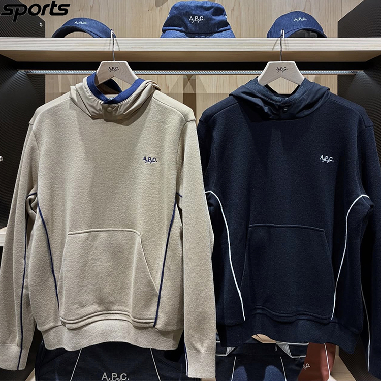 韩国代购APC高尔夫25秋冬连帽简约大口袋舒适运动户外长袖卫衣男