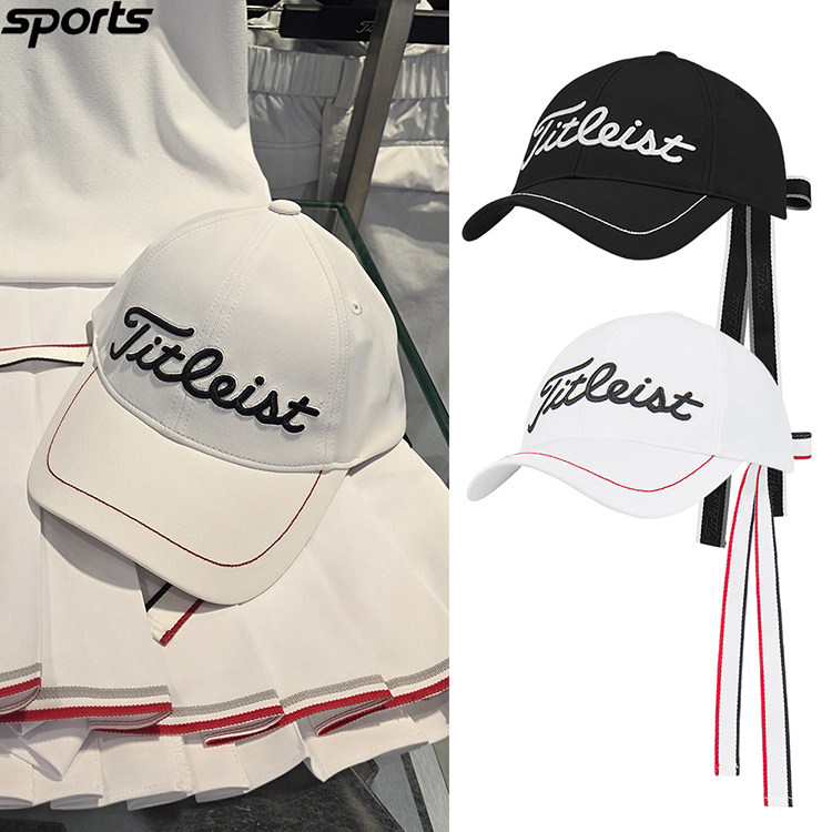 韩国代购titleist高尔夫26春夏宽檐遮阳帽丝带蝴蝶结户外女棒球帽