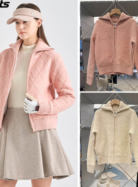 韩国代购lanvin blanc高尔夫球服25秋冬女防风保暖运动拉链针织衫