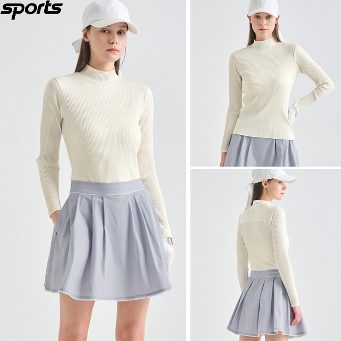 韩国代购lanvin blanc高尔夫球服26春夏女柔软弹力立领修身上衣