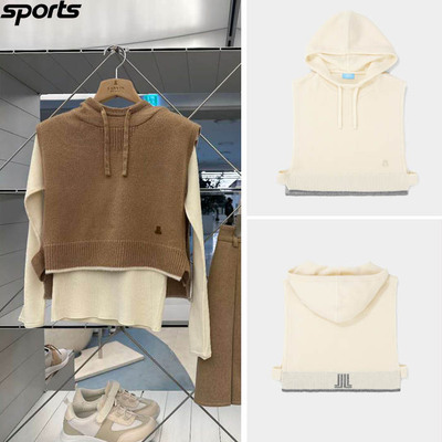 韩国代购lanvin blanc高尔夫球服25秋女标志连帽短款运动针织背心