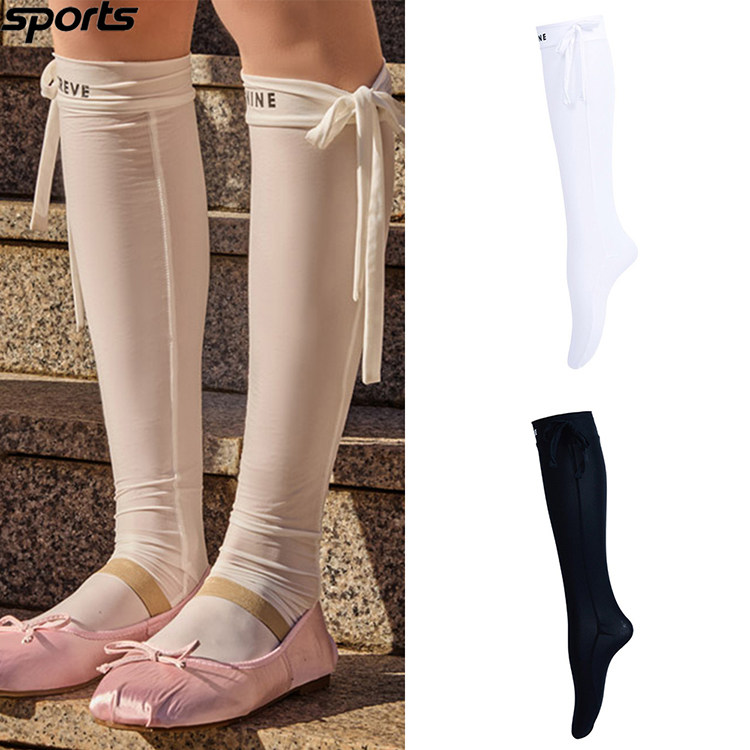 韩国代购CREVE9高尔夫配饰穿搭25春夏运动户外中高筒蝴蝶结球袜女