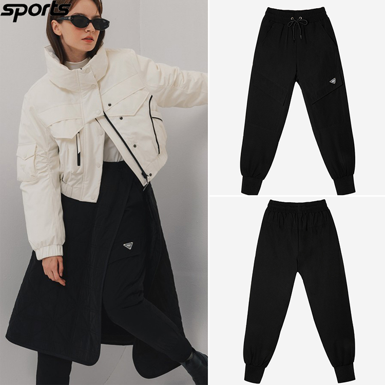 韩国代购ober golf高尔夫25冬防风抗寒鸭绒户外羽绒长裤束脚裤女