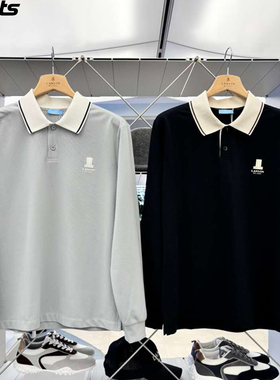 韩国代购lanvin blanc高尔夫球服26春夏男配色弹力翻领长袖T恤