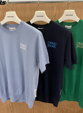 韩国代购CRAIG KARL高尔夫穿搭26春夏混纺圆领运动短袖针织T恤男