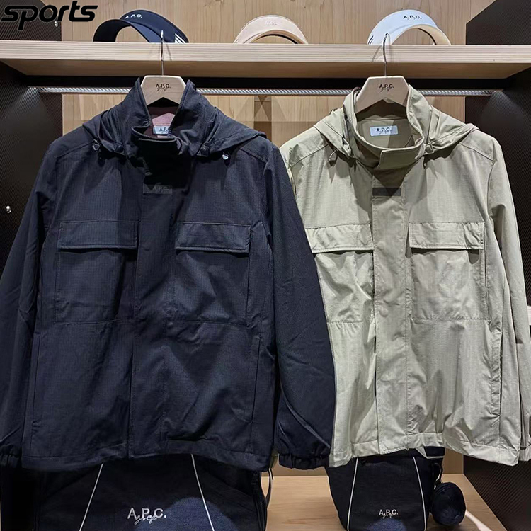 韩国代购APC高尔夫穿搭25秋连帽防风防水简约户外长袖工装外套男