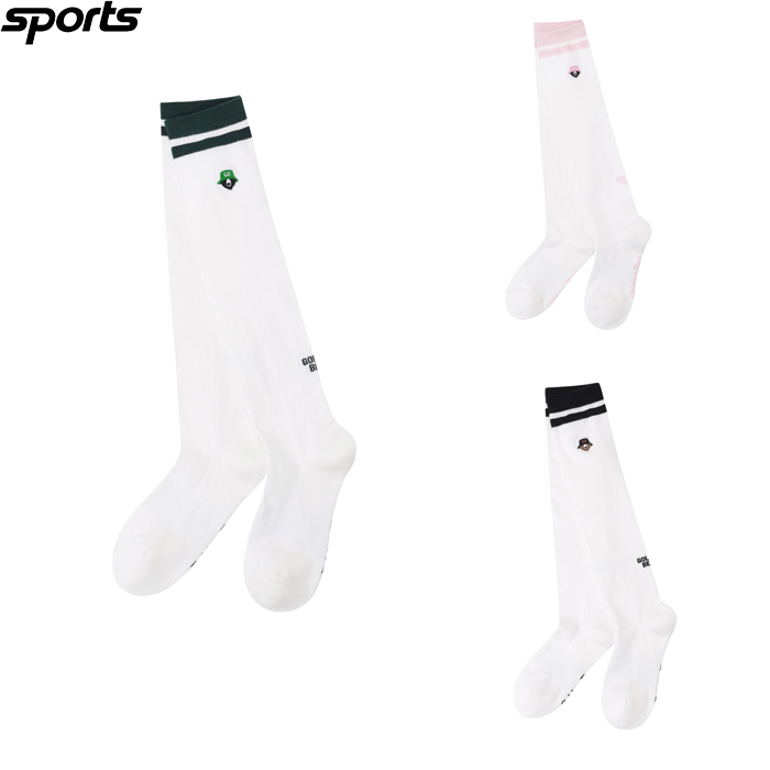韩国代购GOLDEN BEAR高尔夫配饰25早春女子GOLF条纹标志及膝长袜