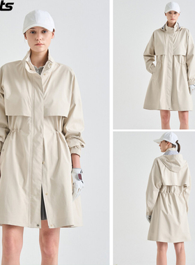 韩国代购lanvin blanc高尔夫球服26春夏女防风防雨连帽中长款雨衣