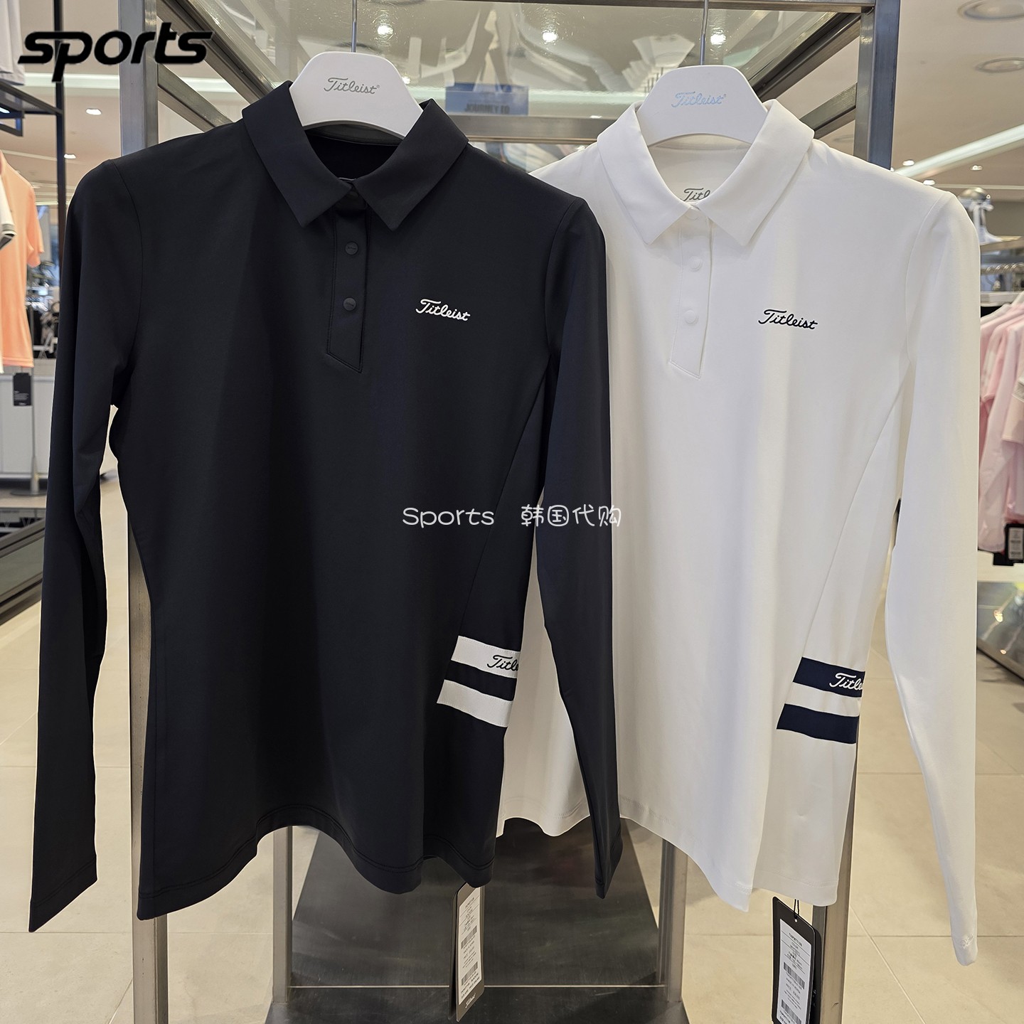 韩国代购titleist高尔夫26初秋纯色舒适运动户外POLO衫长袖T恤女