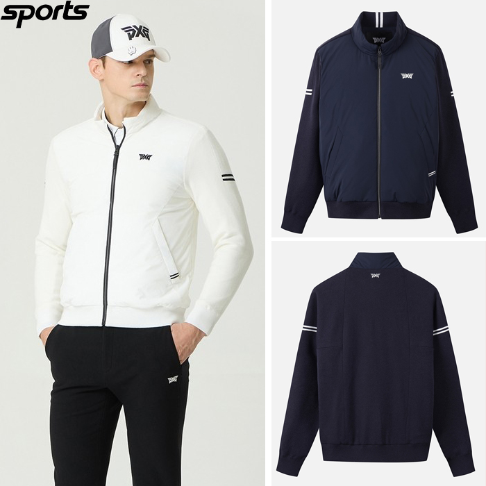 韩国代购PXG高尔夫球服25秋冬男运动休闲保暖立领羽绒针织开衫