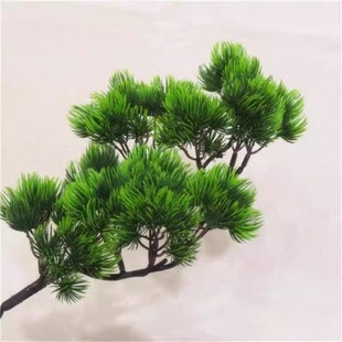 单支松树枝美人松仿真迎客松室内盆景装饰植物绿叶塑料崖柏叶松枝
