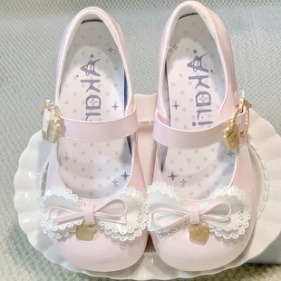 蝴蝶结lolita鞋可爱doll感低跟单鞋百搭lo鞋洛丽塔JK少女小皮鞋