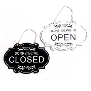 大号双面门牌木质挂牌创意OPEN 饰木制营业牌 CLOSED酒吧店铺装