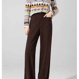 新款 窄版 直筒裤 抖音爆款 垂感糯米裤 女冬季 大码 加厚醋酸羊毛阔腿裤