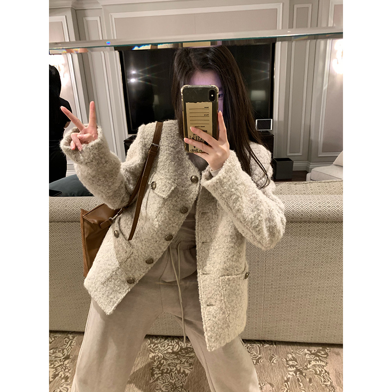 王少女的店2023秋冬新爆款小香风小个子毛呢外套精致法式名媛高级
