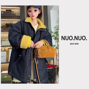 牛仔派克羽绒服零下20度穿立领冬季中长款韩版宽松百搭时尚加厚