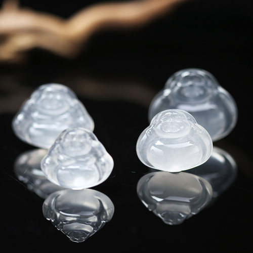 俄白俄料弥勒佛玉石佛公女士吊坠