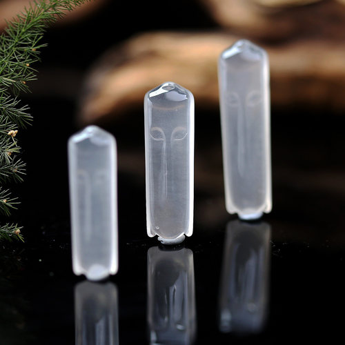 石英质玉唐佛长脸佛头玉石挂件