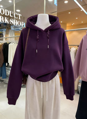 加绒宽松休闲短款连帽卫衣女百搭
