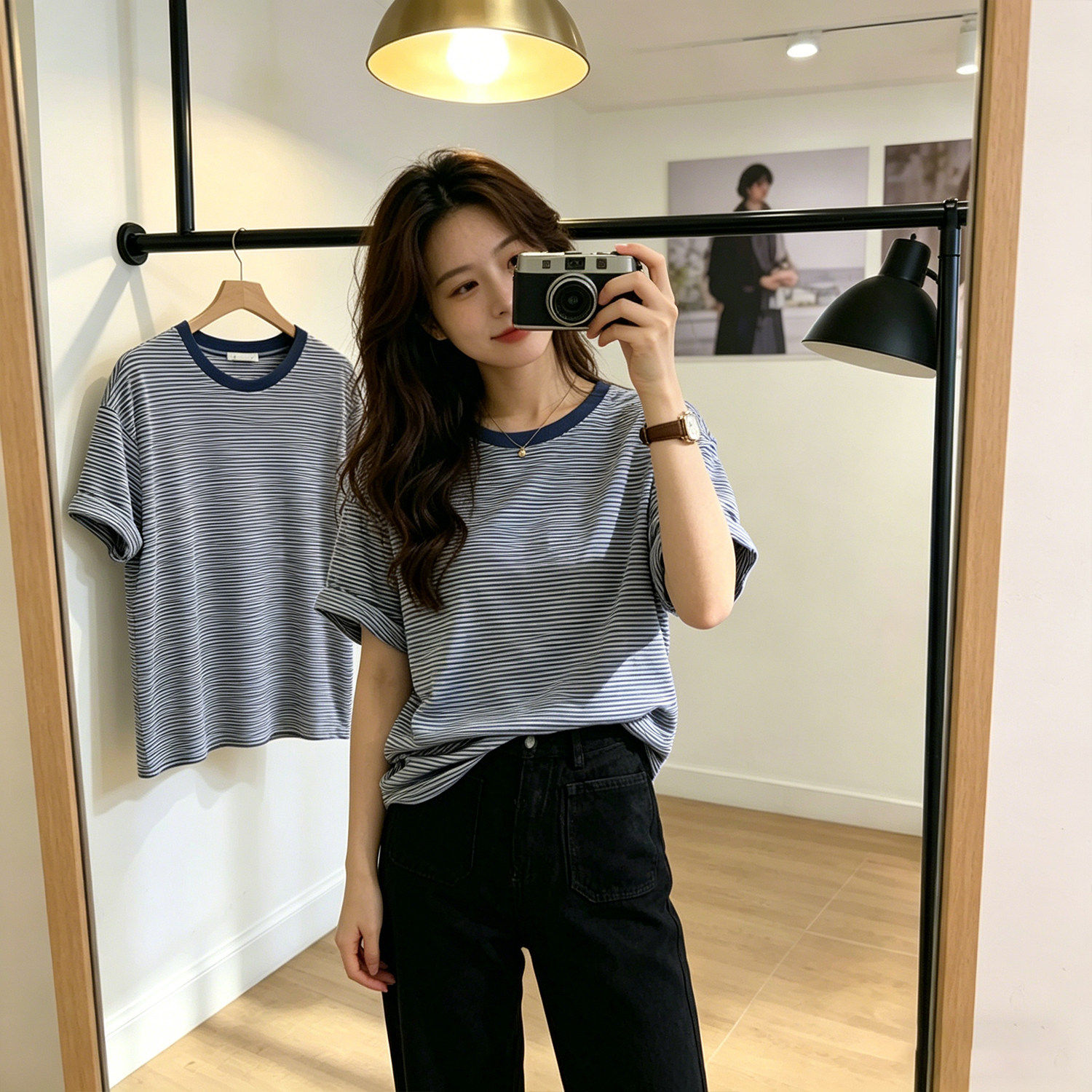 条纹t恤女短袖夏季新款ins航海度假风通勤松弛感显瘦宽松圆领上衣