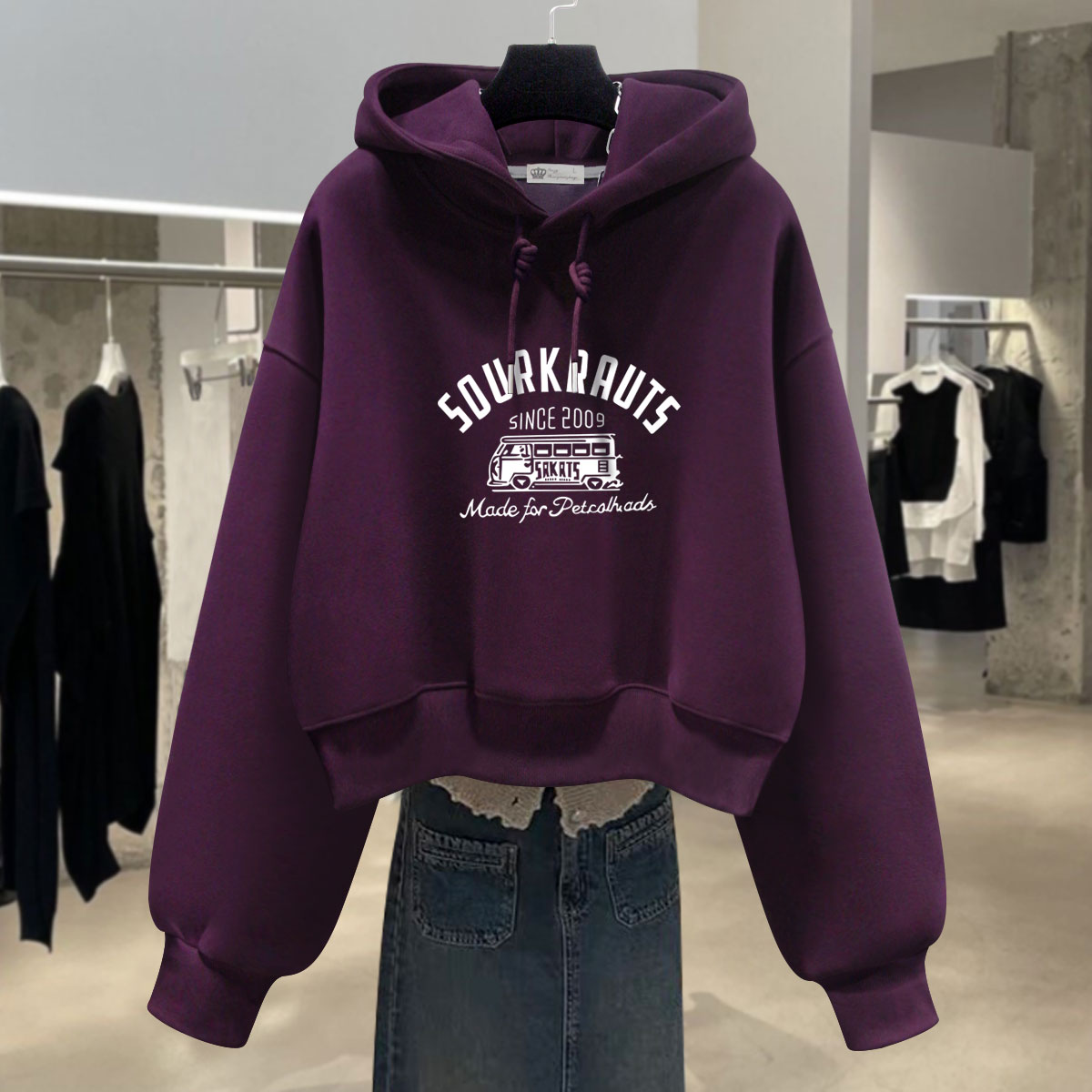 连帽卫衣女2025年秋冬季韩系字母汽车图案显瘦洋气加绒小个子上衣