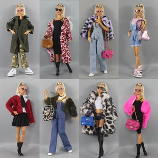 高配版皮草毛呢外套牛仔裤裙6分娃ST换装OB手作娃衣手作鞋包套装