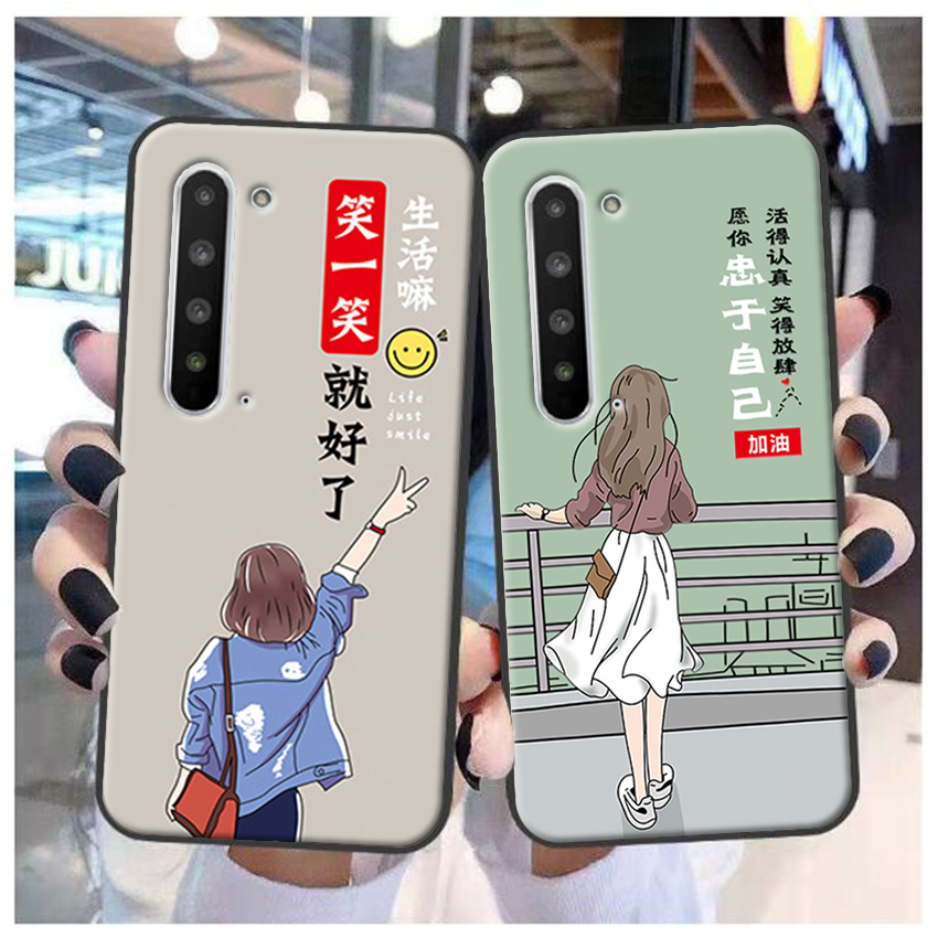 夏普AQUOS R5G手机壳硅胶黑软壳彩绘夏普AQUOS R5G男女潮来图定制