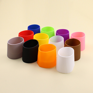 新款锥形硅胶杯中套玻璃杯咖啡杯防烫隔热防滑防摔套纹通用保护套