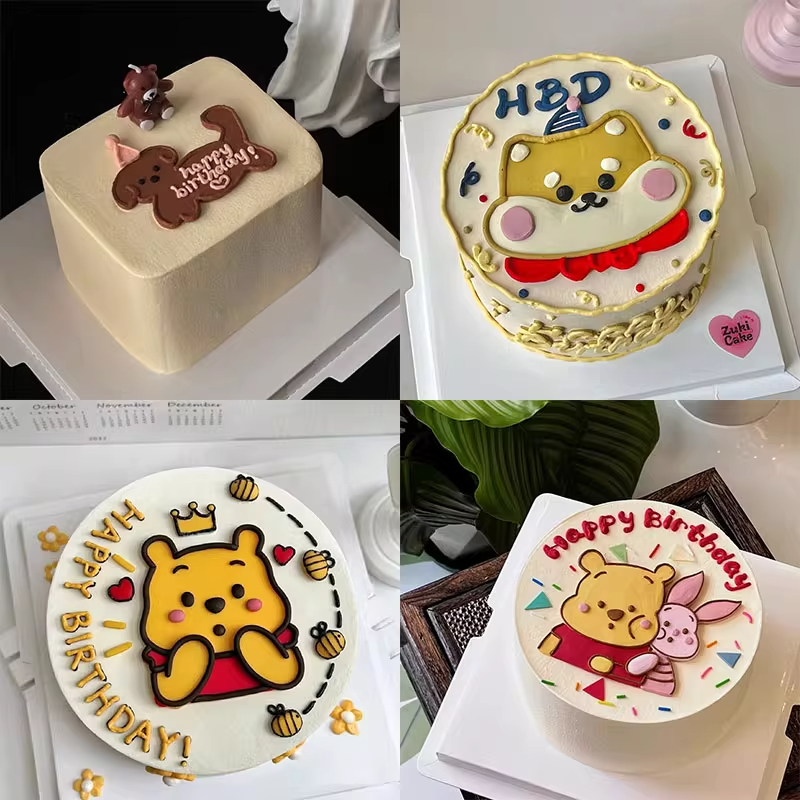 糖堡森林风柴犬狗狗生日帽HB小狗翻糖切模卡通ins维尼熊生日模具