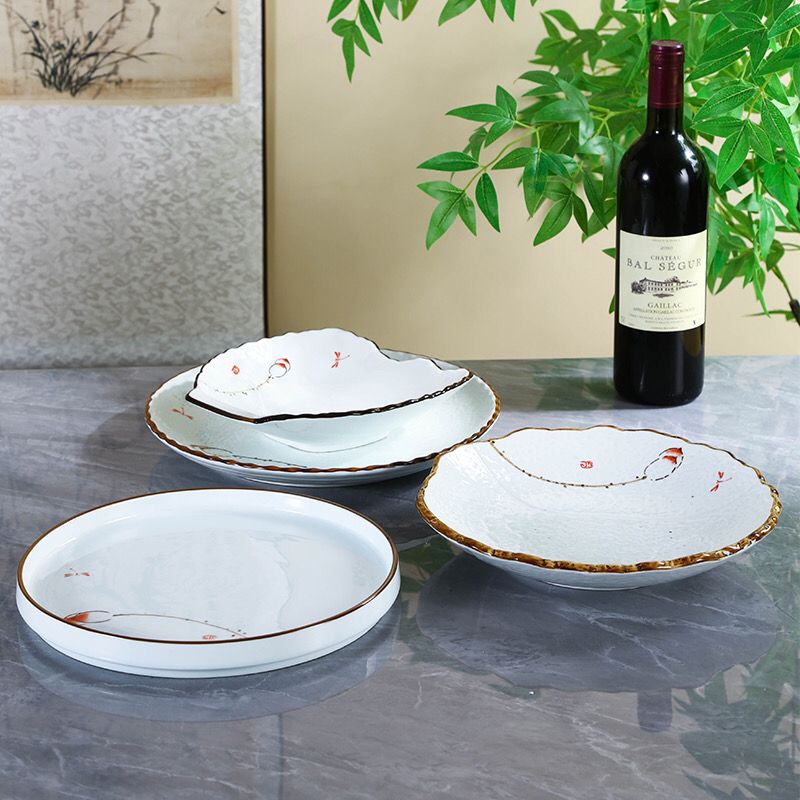 中式轻奢酒店个性陶瓷菜盘意境餐盘家用可微波炒菜盘早餐碟子餐具