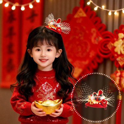 新年儿童中国风发饰红色