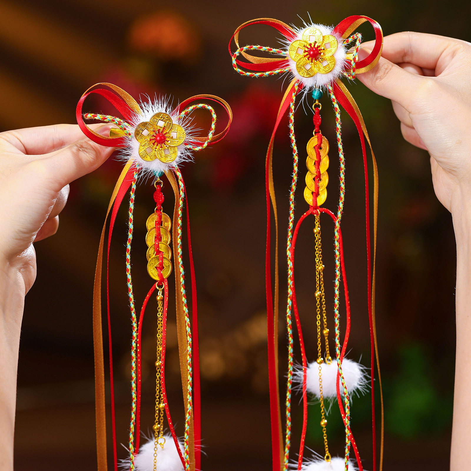 儿童新年发饰蝴蝶结飘带发夹超仙公主流苏发卡女童红色过年头饰,童装/婴儿装/亲子装,发饰,淘宝优惠券,粉丝福利购,淘宝优惠卷