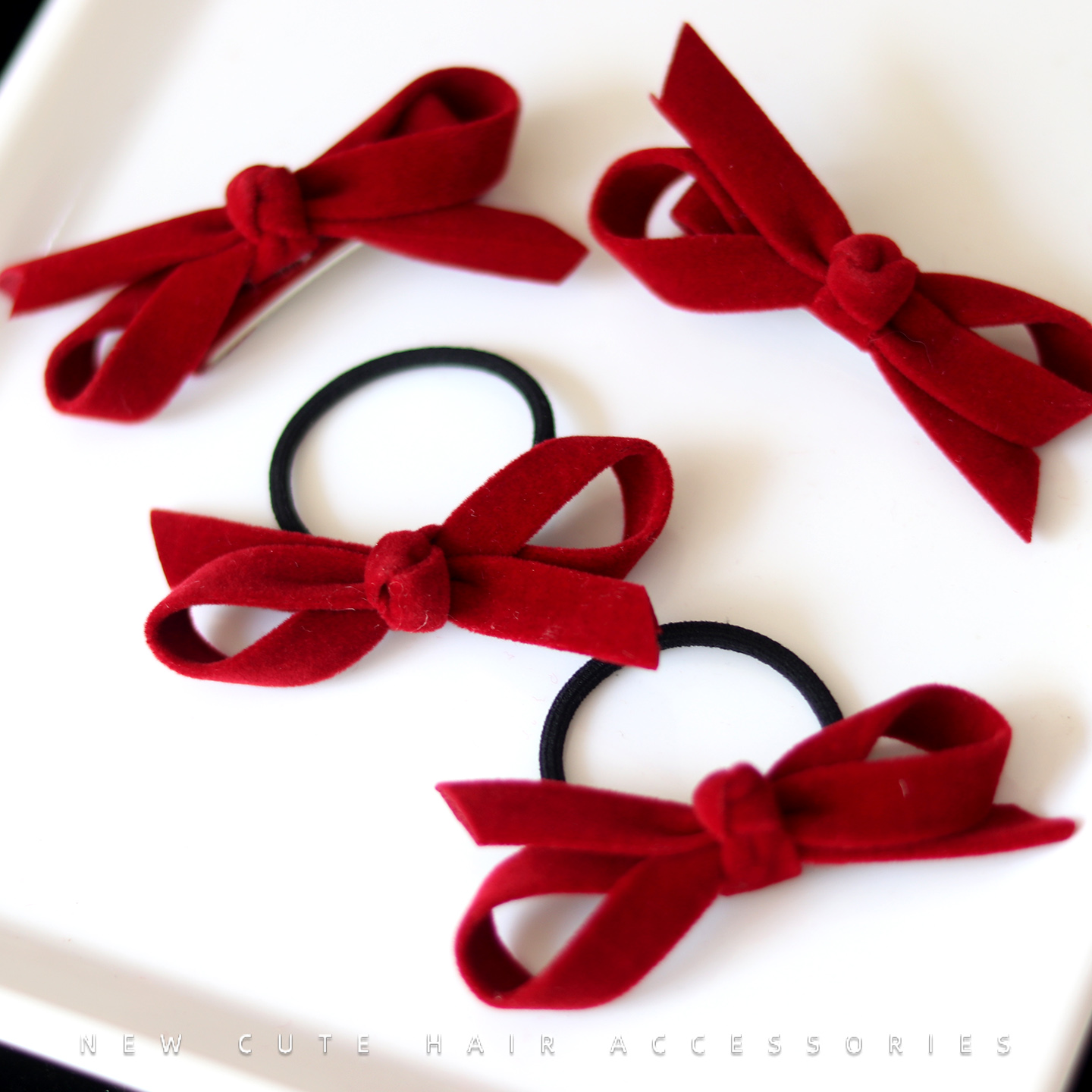 儿童红色喜庆发饰蝴蝶结发夹