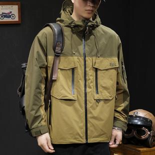 拼色冲锋衣男外套2025新款 户外工装 潮牌男装 男士 夹克春夏 大码 美式