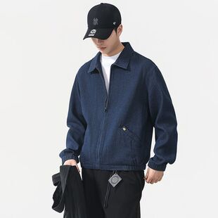 美式复古翻领牛仔教练夹克男2026春季cityboy简约宽松翻领百搭外