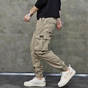 裤 子休闲男裤 男士 纯棉直筒多口袋裤 潮 潮牌束脚裤 秋冬复古束脚工装