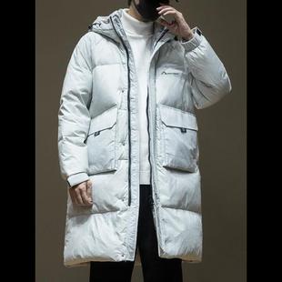 中长款新国标90鸭绒保暖外套男2024冬季宽松大码户外连帽羽绒服潮