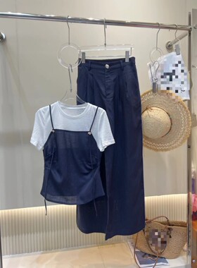 欧洲站2025夏季新款DT.Dong小众设计吊带背心T恤高腰阔腿裤套装女