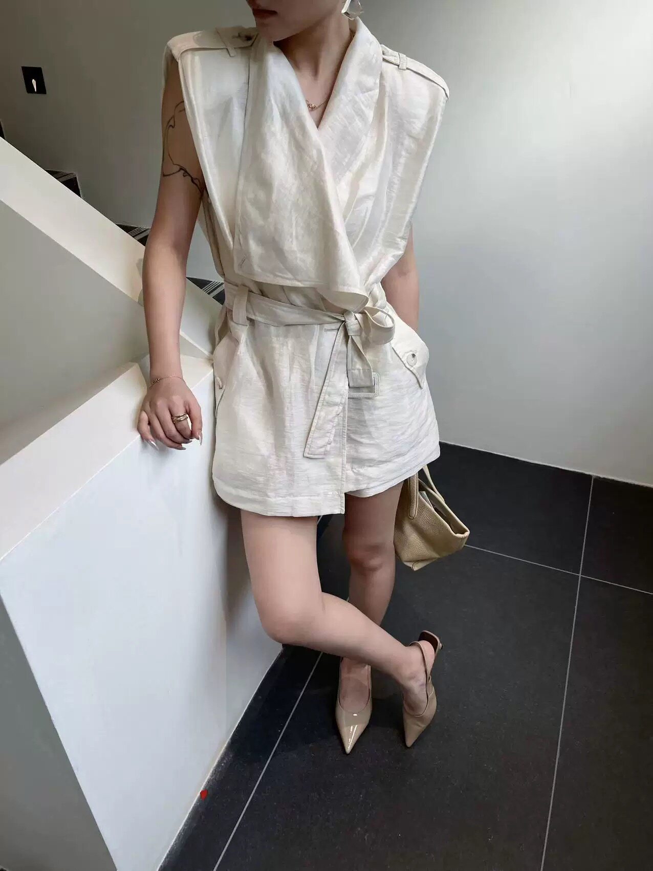 2026夏季系带收腰衬衫短裤套装女