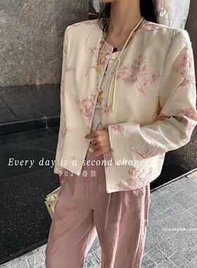 南油欧货2024秋款V+.COM中式印花盘扣短外套小个子气质上衣28083