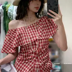 2025夏季甜美减龄荷叶边衬衫上衣